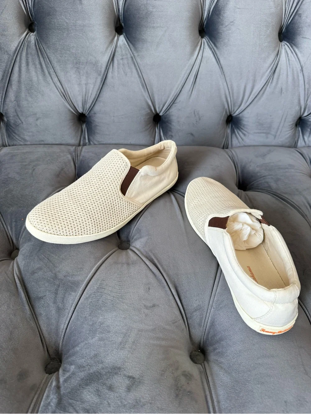 Tommy Bahama Men’s Mesh Slip-On Sneakers Cream Beige Casual Shoes Size 9.5